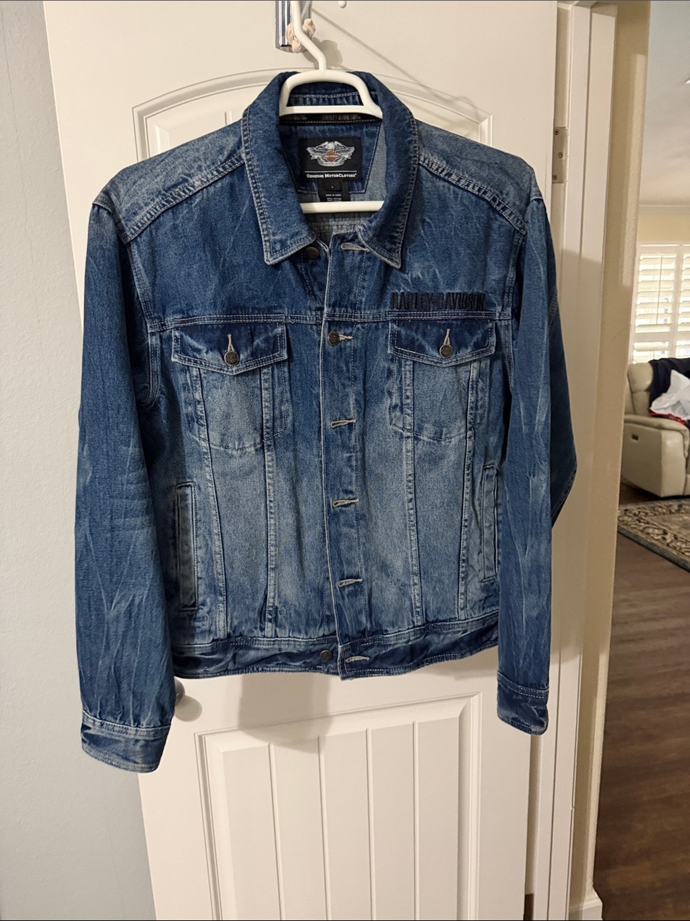 Harley-Davidson Men's Faded Blue Denim Jacket